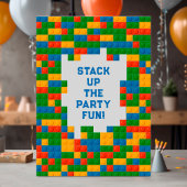 Kleurrijke bakstenen kasteel verjaardagsfeest ontw kaart