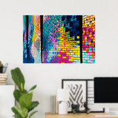 Kleurrijke Bakstenen Muur Abstracte Poster (Thuiskantoor)
