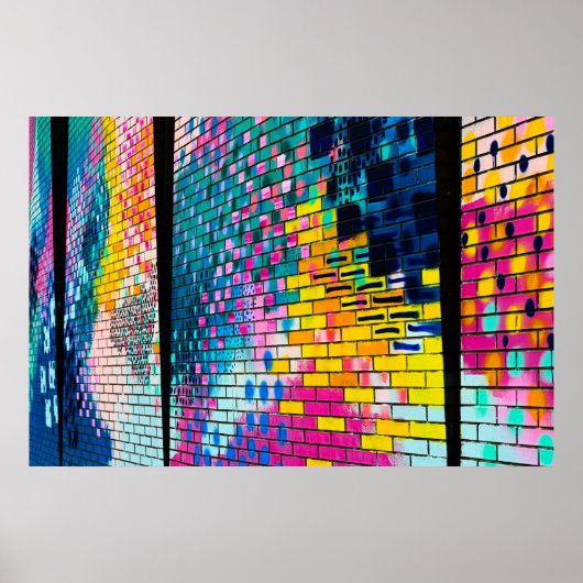 Kleurrijke Bakstenen Muur Abstracte Poster (Voorkant)