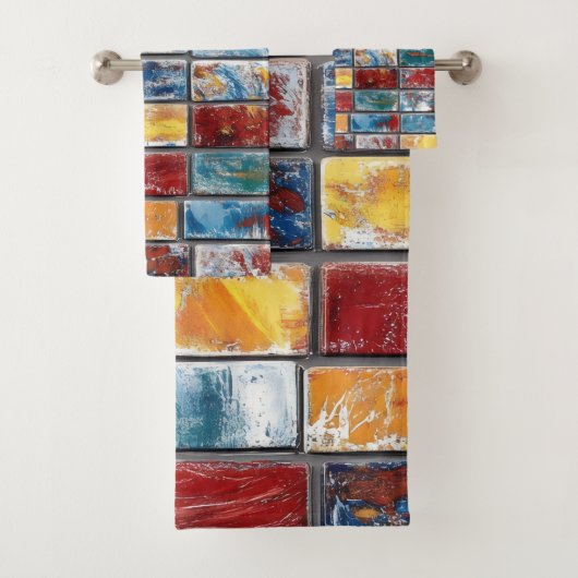 Kleurrijke bakstenen muur bad handdoek (Insitu)