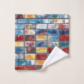 Kleurrijke bakstenen muur bad handdoek (Wasdoekje)