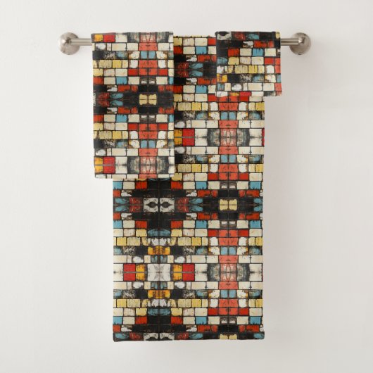 Kleurrijke bakstenen muur bad handdoek (Insitu)