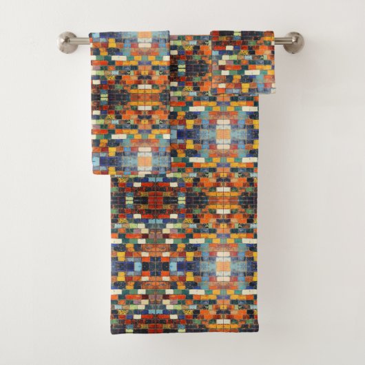 Kleurrijke bakstenen muur bad handdoek (Insitu)