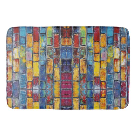 Kleurrijke bakstenen muur badmat (Voorkant)