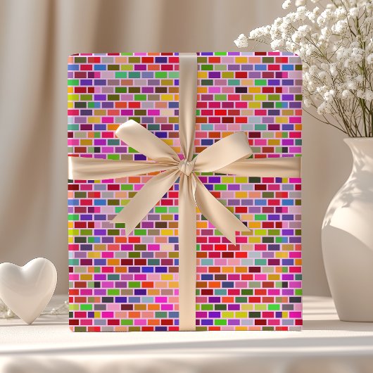 Kleurrijke Bakstenen Muur Cadeaupapier