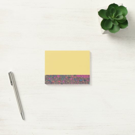 Kleurrijke bakstenen muur textuur rand post-it® notes (Kantoor)