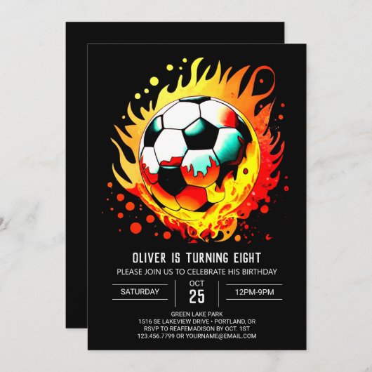 Kleurrijke bal online voetbal verjaardag kaart (Voorkant / Achterkant)