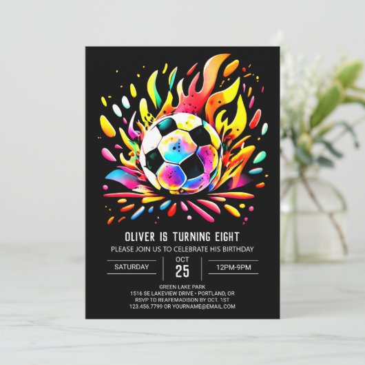 Kleurrijke Bal Printable Voetbal Verjaardag Kaart (Staand voorkant)