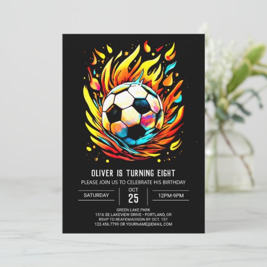 Kleurrijke Bal Printable Voetbal Verjaardag Kaart (Staand voorkant)