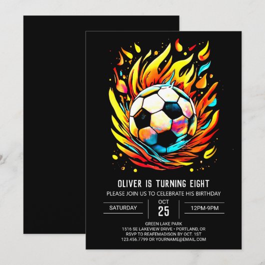 Kleurrijke Bal Printable Voetbal Verjaardag Kaart (Voorkant / Achterkant)