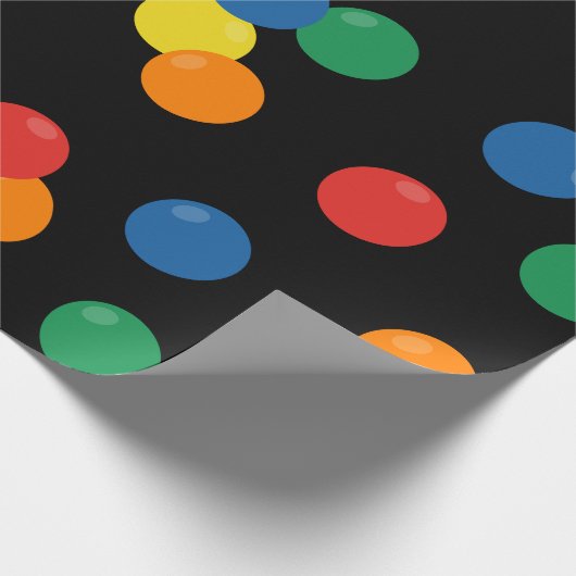 Kleurrijke bal zwart patroon cadeaupapier (Hoek)
