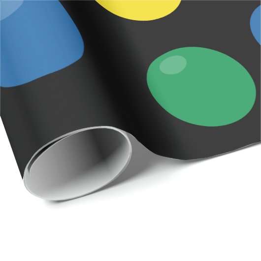Kleurrijke bal zwart patroon cadeaupapier (Rol Hoek)