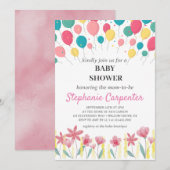 kleurrijke BalIoons baby shower uitnodiging (Voorkant / Achterkant)