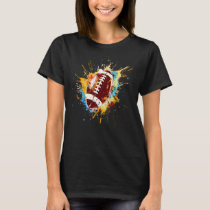 Kleurrijke Ball Splash Art American Football Lover T-shirt