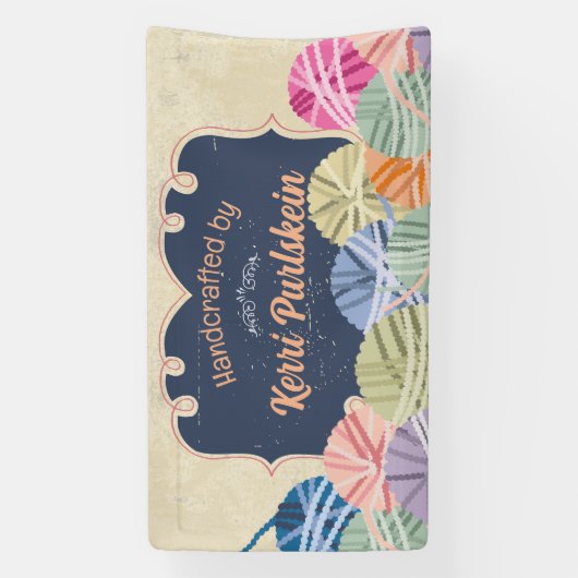 Kleurrijke ballen van garen breien ambacht show ca spandoek (Verticaal)