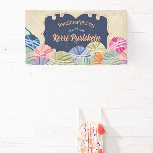 Kleurrijke ballen van garen breien ambacht show ca spandoek (Insitu)