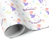 Kleurrijke Ballerina Girls 'Verjaardagspatroon Cadeaupapier (Rol Hoek)