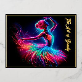 Kleurrijke ballerina neon art bohemian mooie danse folie feestdagen briefkaart