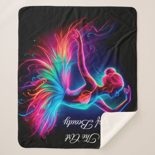 Kleurrijke ballerina neon art bohemian mooie danse sherpa deken (Voorkant)
