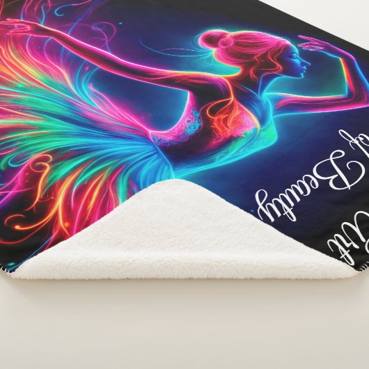 Kleurrijke ballerina neon art bohemian mooie danse sherpa deken (3/4)