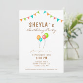 Kleurrijke ballon Bunting vlag Kids Verjaardagsfee Kaart (Staand voorkant)