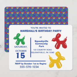 Kleurrijke ballon dieren honden kinderen verjaarda kaart