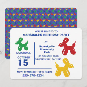 Kleurrijke ballon dieren honden kinderen verjaarda kaart