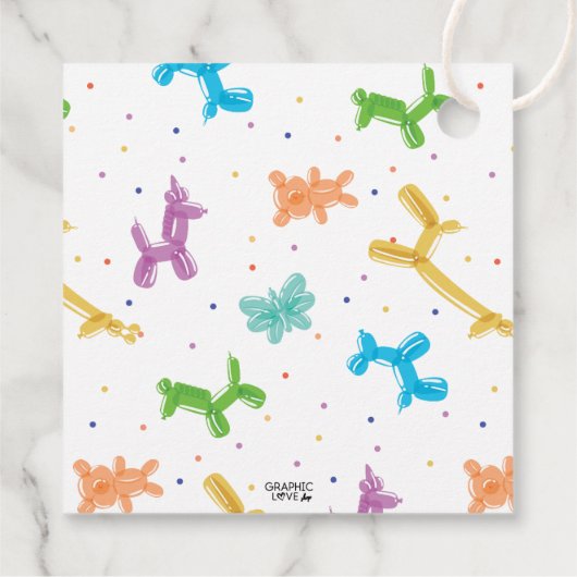 Kleurrijke ballon dieren verjaardagsfeestje dank u bedankjes labels (Achterkant)