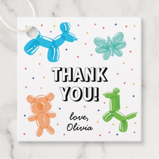 Kleurrijke ballon dieren verjaardagsfeestje dank u bedankjes labels (Voorkant)