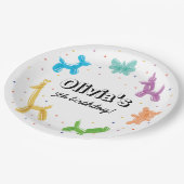 Kleurrijke ballon dieren verjaardagsfeestje papieren bordje (Gekanteld)