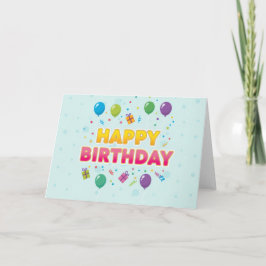 Kleurrijke ballon- en cadeaukaart voor verjaardage bedankkaart