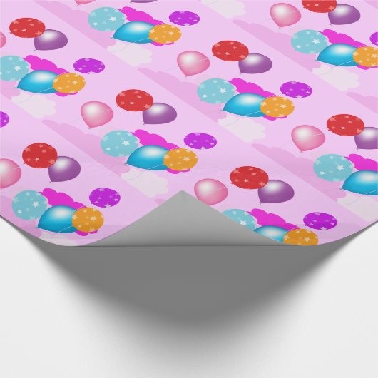 Kleurrijke ballon en roze cadeau voor wolken cadeaupapier (Hoek)