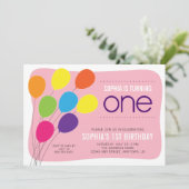 Kleurrijke ballon op het 1e verjaardagsfeest van P Kaart (Staand voorkant)