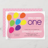 Kleurrijke ballon op het 1e verjaardagsfeest van P Kaart (Voorkant / Achterkant)