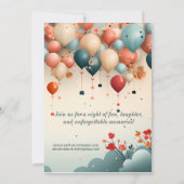 Kleurrijke Ballon Verjaardagsfeestuitnodiging Kaart (Achterkant)