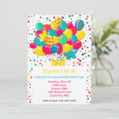 Kleurrijke Ballon Verjaardagsfeestuitnodiging Kaart (Staand voorkant)