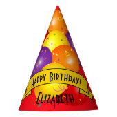 Kleurrijke Ballonbundel en Confetti Verjaardag Feesthoedjes (Voorkant)