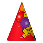 Kleurrijke Ballonbundel en Confetti Verjaardag Feesthoedjes (Links)