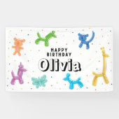 Kleurrijke ballondieren, elke leeftijd Happy Birth Spandoek (Horizontaal)