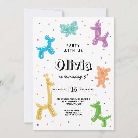 Kleurrijke ballondieren, vaderdag of leeftijd kaart (Voorkant)