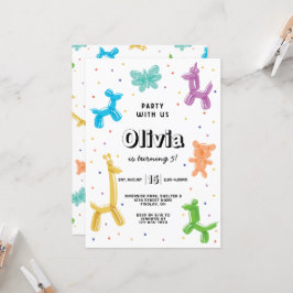 Kleurrijke ballondieren, vaderdag of leeftijd kaart