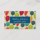 Kleurrijke Ballonnen Babysitter Nanny Papier Kinde Visitekaartje (Voorkant)