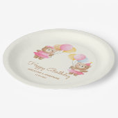 Kleurrijke Ballonnen Beer Meisjes Joint Birthday Papieren Bordje (Gekanteld)