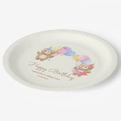 Kleurrijke ballonnen Beer samen Joint Birthday Papieren Bordje (Gekanteld)