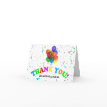 Kleurrijke Ballonnen & Confetti Bedankkaart