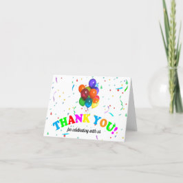 Kleurrijke Ballonnen & Confetti Bedankkaart