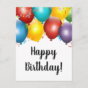 Kleurrijke Ballonnen & Confetti Gelukkige Verjaard Briefkaart