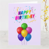 Kleurrijke ballonnen Confetti Happy Birthday Kaart (Gele Bloem)