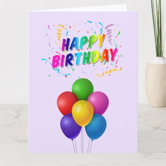 Kleurrijke ballonnen Confetti Happy Birthday Kaart (Voorkant)