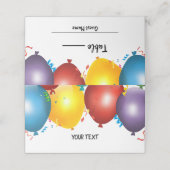 Kleurrijke Ballonnen & Confetti Verjaardag Feestta Plaatskaartje (Buitenkant ongevouwen)